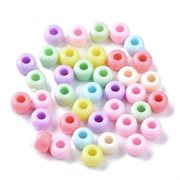 Perler "tønde" - pony beads. Sarte farver. 8x6 mm. Mix. 100 stk.